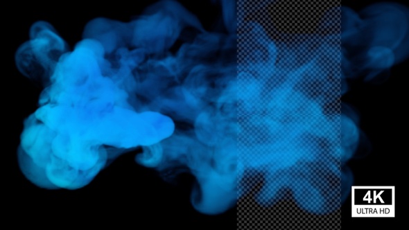 Realistic Blue Smoke Revealing 4K