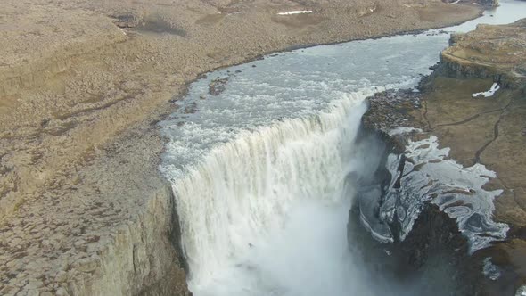 Dettifoss Waterfall. Iceland. Aerial View