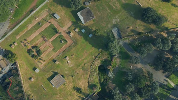 Top down view of Parco del Colle Oppio in Rome