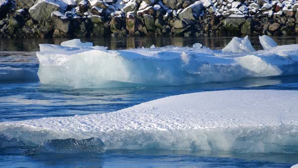 Icebergs at Ice Lake. Ice and Snow Winter Nature Landscape. Ice Lagoon