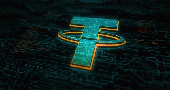 Tether stablecoin blockchain crypto currency symbol digital concept