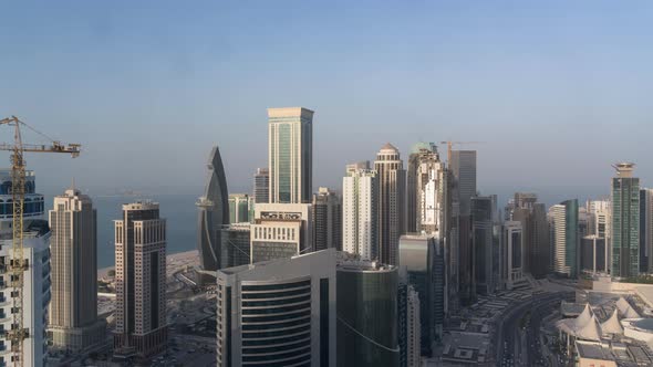 Doha Skyline - Day to Night Time Lapse