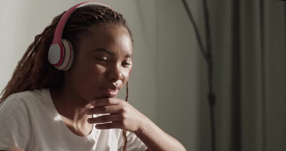 Nervous Black Woman Watching Film