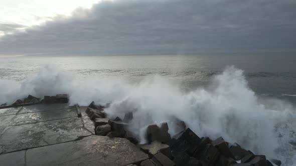 Big Waves Crashing on the Pier