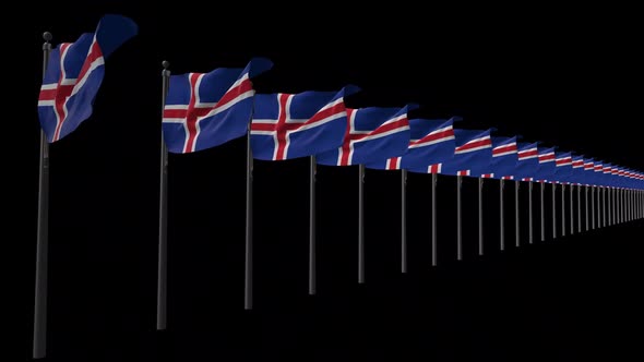Row Of Iceland Flags With Alpha 2K