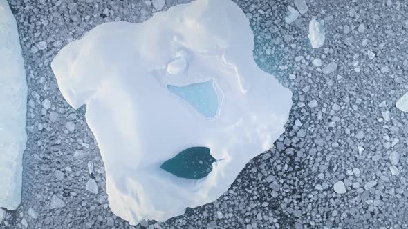 Zoom View of Iceberg. Antarctica Aerial Flight.