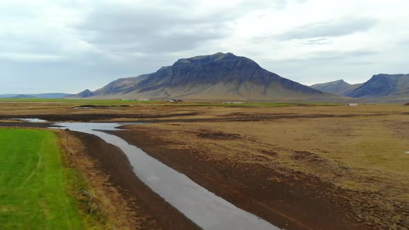 Aerial View of Mountain Landscape with the Plains Valley