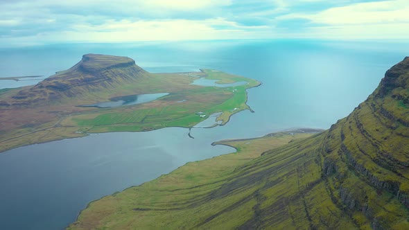 Flying Over Kirkjufell Mountain, One of Iceland Magnificent Landmarks