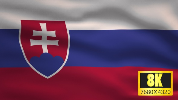 8K Slovakia Windy Flag Background