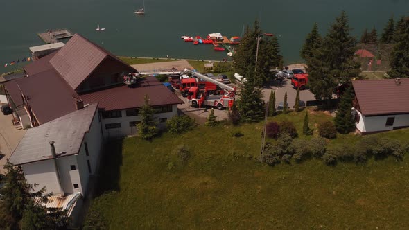 Aerial view of fire drill in Colibita