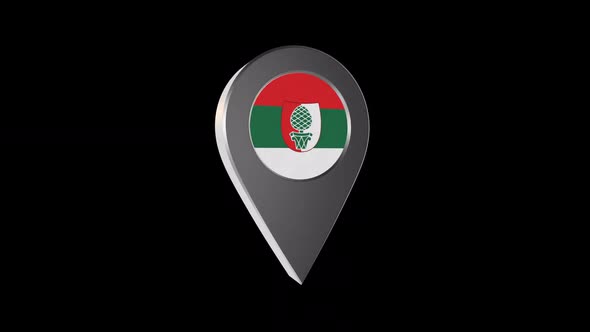 3d Animation Map Navigation Pointer With Flag Of Augsburg (Germany) With Alpha Channel - 2K