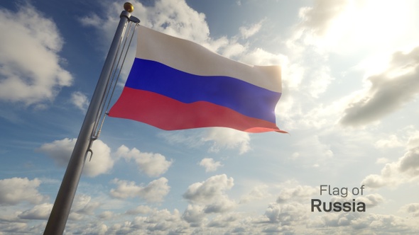 Russia Flag on a Flagpole