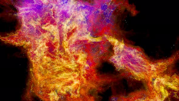 Giant interstellar cloud of colorful gas and dust. Animation of purple nebula.4K