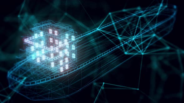 Cargo Ship Hologram Close Up 4k alt