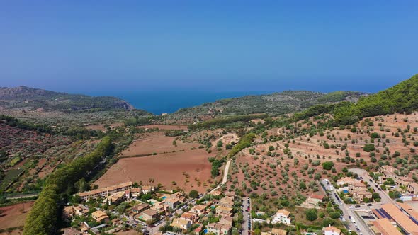 Aerial Drone Video Footage of Valdemossa Town, Mallorca