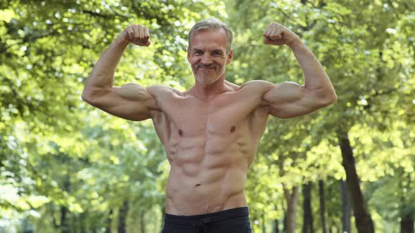 Outdoor Portrait of Muscular Middle-aged Man