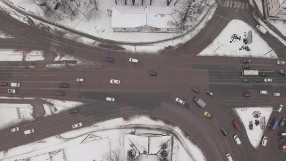 Aerial View Of Traffic At The Intersection Of Streets