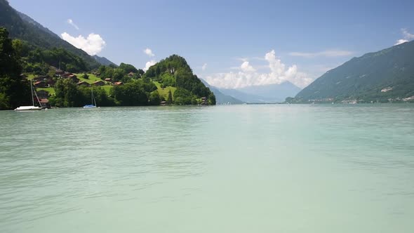 Beautiful View of the Lake on a Sunny Summer Day Brienz Lake with Clear Turquoise Water