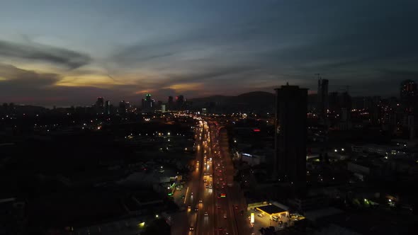 Aerial Evening Cars Traffic