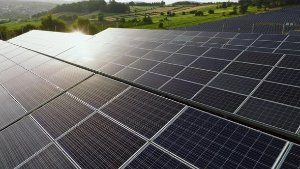 Solar system panels in the field