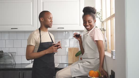 Beautiful Young Couple Have Rest in Kitchen