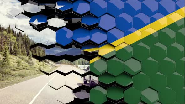Solomon Islands Flag Hexagon Transition - 4K Resolution alt