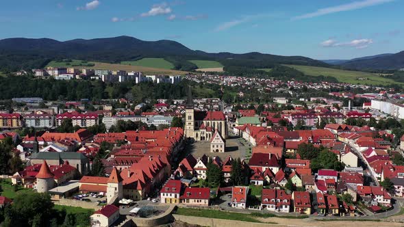 Aerial view of the beautiful city of Bardejov in Slovakia