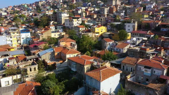 Aerial View of Old Town with Damaged Houses