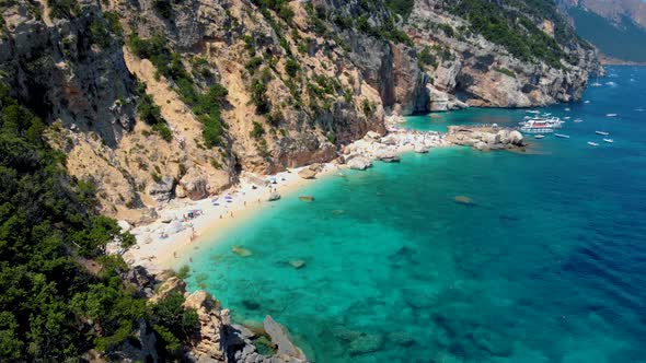 Golfo Di Orosei Sardina View From Above Stunning Aerial View of Beach Full of Beach Umbrellas and