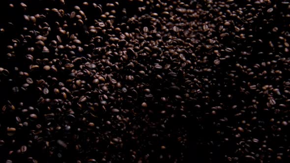 Heap Coffee Beans Exploding Close Up