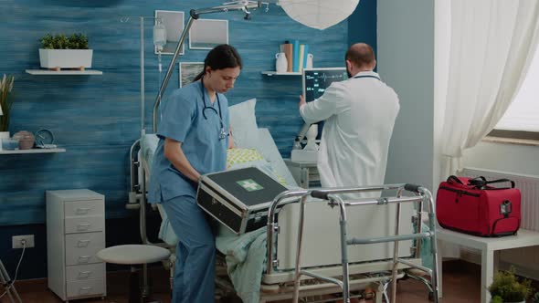 Doctor and Nurse Rushing to Help Hyperventilating Patient