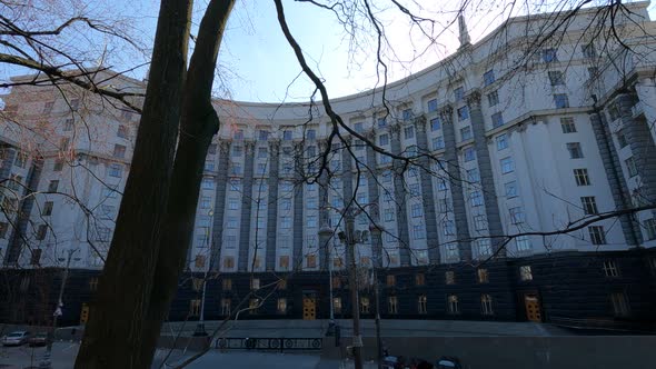 Government Building of Ukraine in Kyiv  Cabinet of Ministers Slow Motion