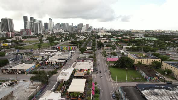 Drone Aerial Footage Miami Wynwood City Scene