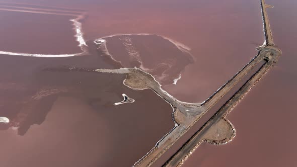 Las Salinas Salt Pink Lake Of Torrevieja In Costa Blanca Spain  Aerial Drone Shot