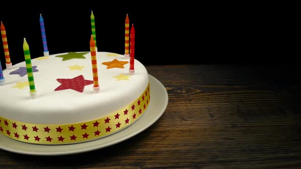 Birthday Cake With Candles Ready For Party