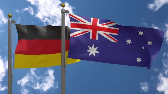 Germany Flag Vs Australia On Flagpole