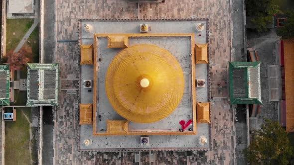 Aerial Top View of The Temple of Universal Happiness, Pule Si,, Chengde, China