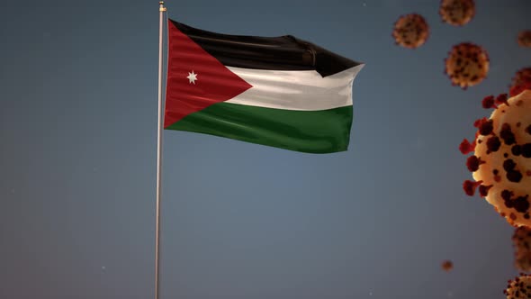 Jordan  Flag With Corona Virus Attack 4K 