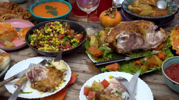 Food Left After a Family Feast on Christmas or Thanksgiving