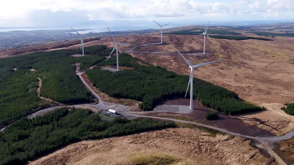 Aerial View of the Cloghervaddy Windfarm Between Frosses and Glenties in County Donegal