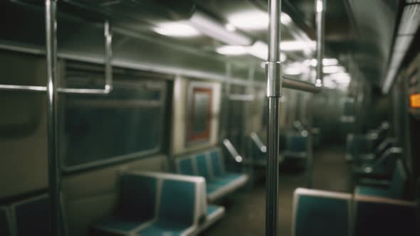 Subway Car in USA Empty Because of the Coronavirus Covid-19 Epidemic