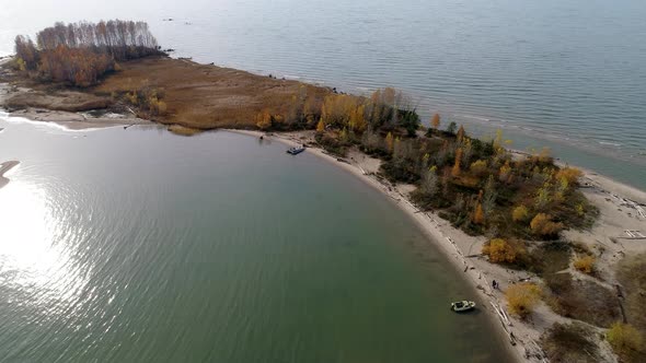 sandy island on the river