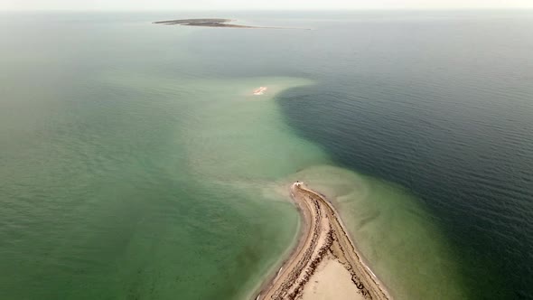 Bride at Uninhabited Sand Island in Ocean Reef  Drone High Ungraded Video