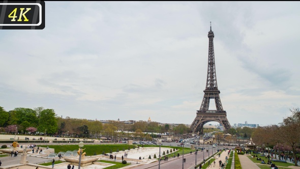 Eiffel Tower and Gardens of the Trocadero in Paris