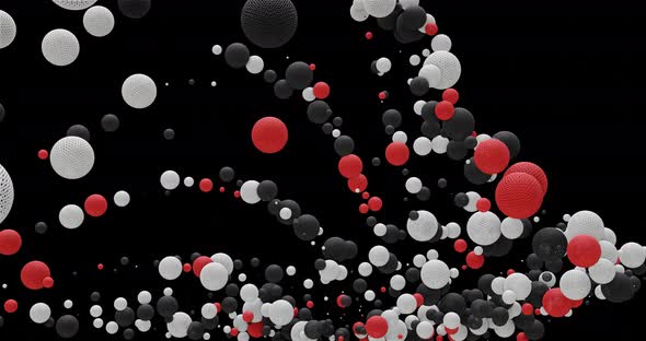 Animation of Abstract red, white, black Spheres