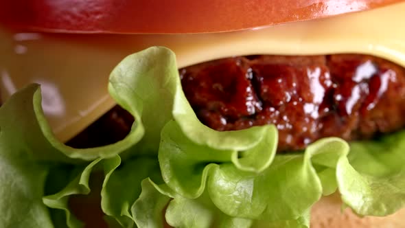 Closeup View of Veggie Burger with Plantbased Meat Cutlet