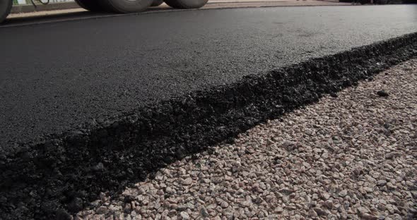 Freshly Laid Asphalt Pavement Height New Road