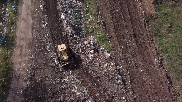 Bulldozer Work at Garbage Dump