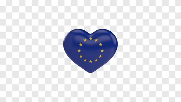 EU Flag on a Rotating 3D Heart