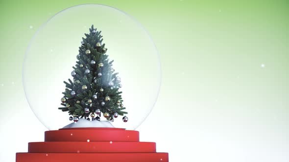 Christmas Snow Globe With Green Background Loop